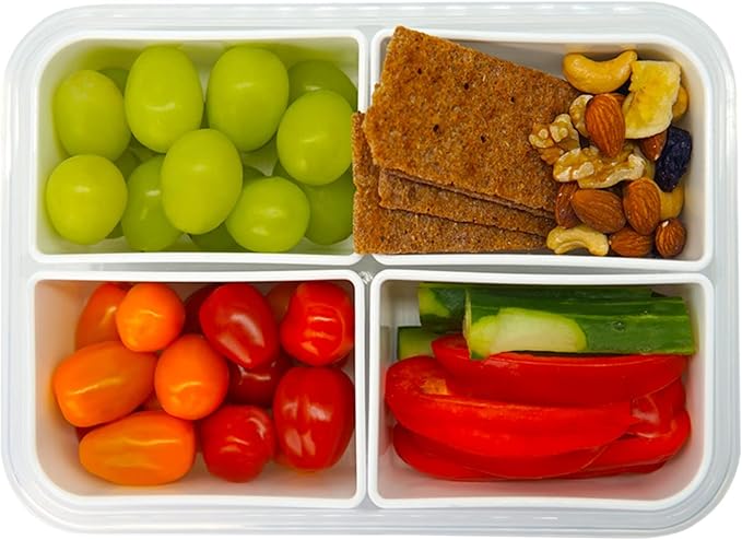 carrotez Food Storage Container with 4 Removable Compartments, Food Prep Container with Airtight Lids, Portion Control Container, Reusable, BPA Free, 6.3 Cup (1500ml)