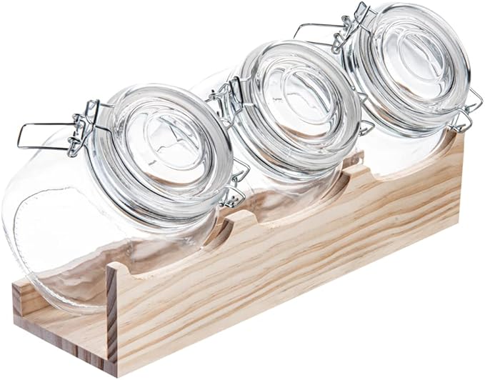 Restaurantware Vetri 30.4 Ounces Glass Storage Jars 3-Piece Dishwashable Glass Cookie Jars - Airtight Seal Hot & Cold Friendly Clear Glass Glass Candy Jars For Kitchen Laundry Or Storage