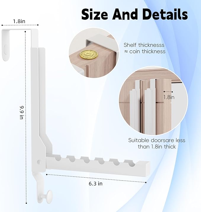 2 Packs Over The Door Clothes Drying Rack, Foldable Portable Over Door Hooks, Space Saving Door Hanger Collapsible Coat Towel Racks for Laundry Bathroom Home Organization Travel Storage (2Pack, White)