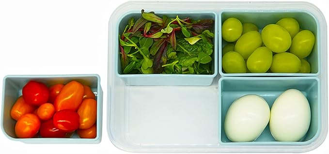 carrotez Food Storage Container with 4 Removable Compartments, Food Prep Container with Airtight Lids, Portion Control Container, Reusable, BPA Free, 6.3 Cup (1500ml)