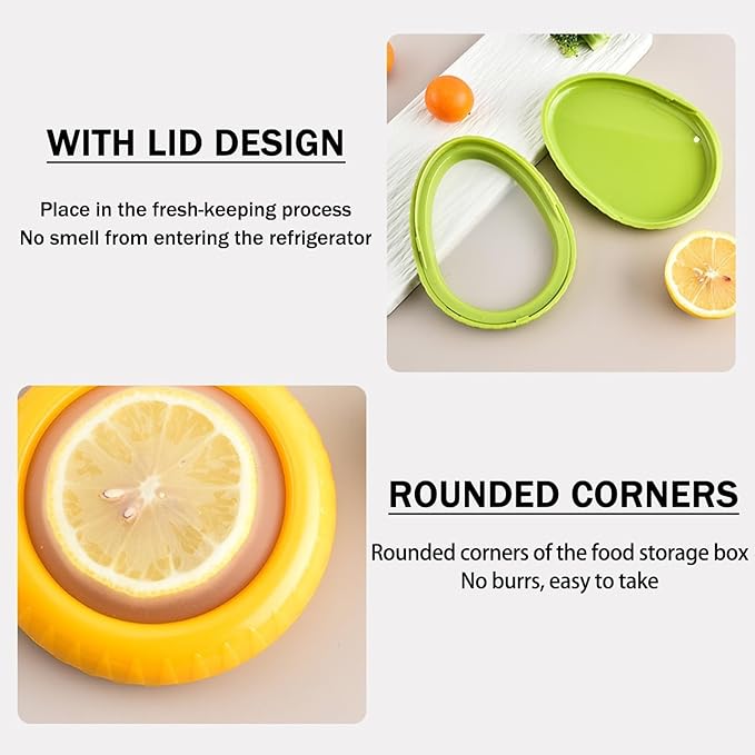 Avocado Saver and Onion Storage Set, 4 Pcs Silicone Fruit Vegetable Anti-oxidation Box,Reusable Fridge Fresh Pod Food Storage,Perfect Lemons Tomato Garlic Containers