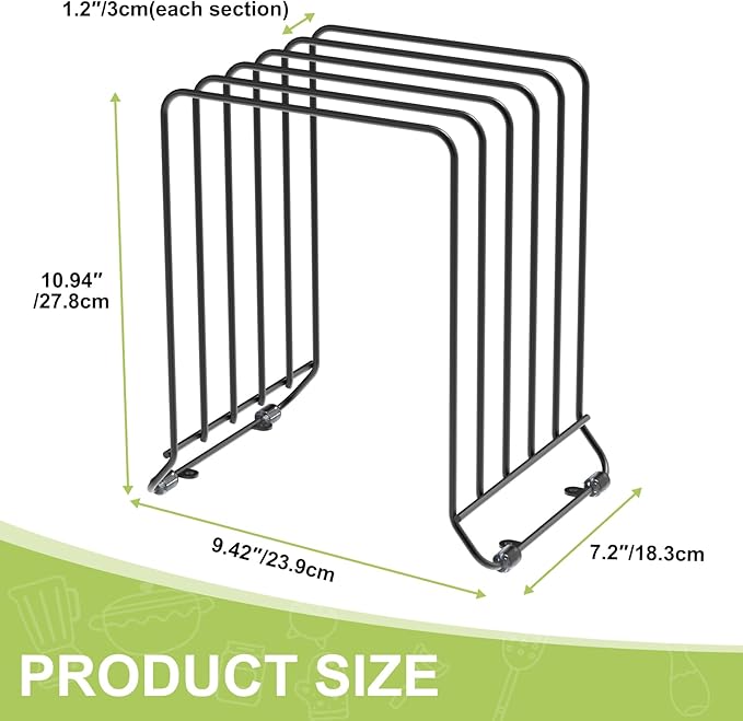 2 Pack-X-Large Kitchen Cabinet Organizer - Storage Tray Organizer Rack for Kitchen Cabinet - Divided Holder with 5 Slots for Skillets, Cutting Board, Baking Sheets (Black)