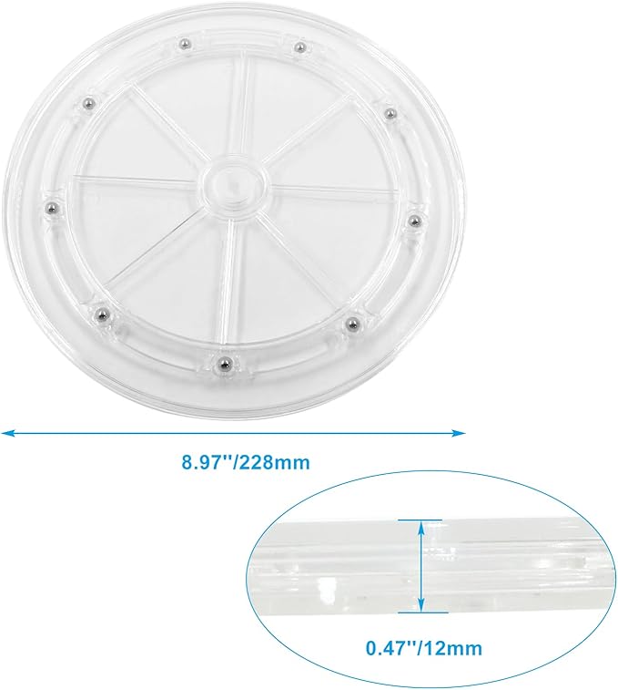 9” Clear Acrylic Turntable Organizer, 1Pcs Rotating Organizer Swivel Plate for Bathroom Kitchen Cabinet Table Spice Rack Cake Pantry