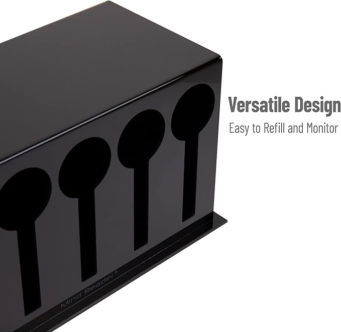 Mind Reader Utensil Dispenser, Silverware Organizer, Plastic Fork and Spoon Dispenser, Kitchen, 11" L x 5.75" W x 6" H, Black
