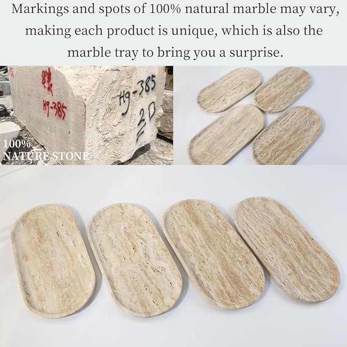 Natural Beige Travertine Marble Luxury Tray,for Kitchen Sink,Bathroom Soap Bottles,Makeup,Towel Organizer Tray