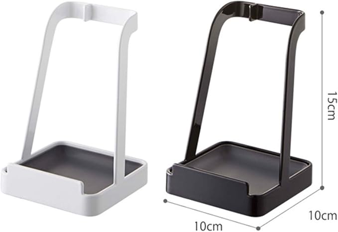 PnD Kitchen utensil and iPad holder,Pot lid stand holder spoon rest,Kitchen tools silicone spoon holder,Metal pot lid holder tower ladle holder,Cooking Utensil Rest - White,3.9 inchx3.9 inchx5.9 inch