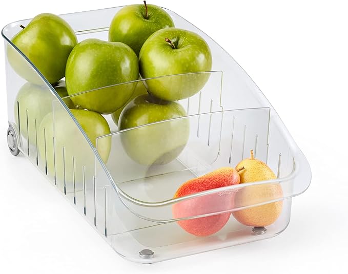 YouCopia RollOut® Fridge Drawer 8", Fridge Organizer and Storage, Clear BPA-Free Refrigerator Bin with Adjustable Dividers