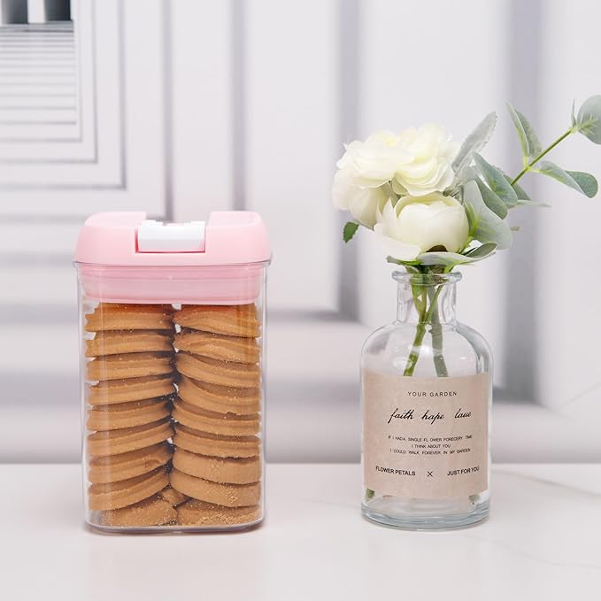 U-QE Airtight Food Storage Containers -8 Piece BPA Free Clear Plastic Airtight Containers with Easy Lock Lids for Kitchen Pantry Organization and Storage - Sugar, Flour, Cereal, Labels & Marker