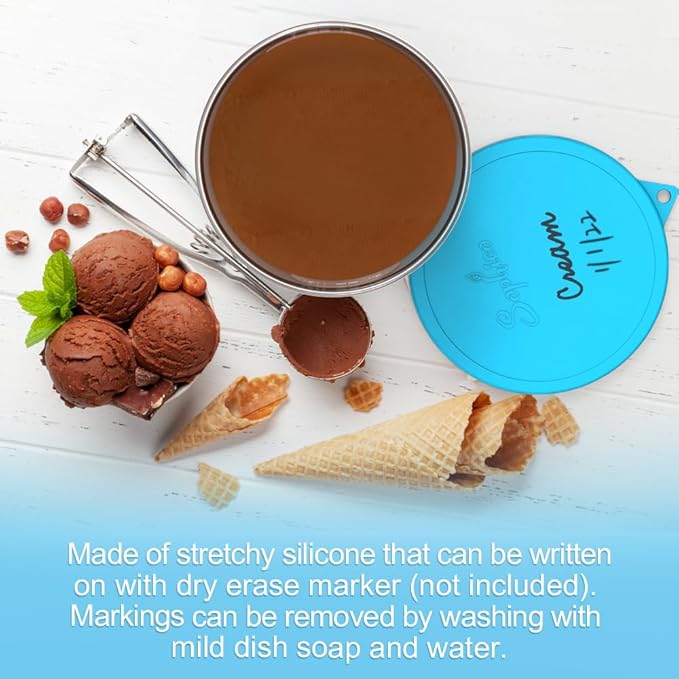 SOPHICO 1.6qt Ice Cream Containers with Silicone Lids, Freezer Food Storage Tubs for Homemade IceCream, Airtight & Dishwasher Safe, BPA Free (4 Pack, Large)