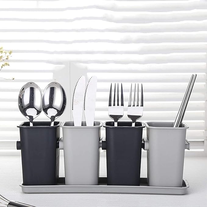 Kitchen Utensil Holder Organizer Silverware Flatware Cutlery Caddy Plastic Utensils Kitchen Countertop Organizer and Storage Spoon Fork Cooking Utensil Holder for Party Kitchen Accessories