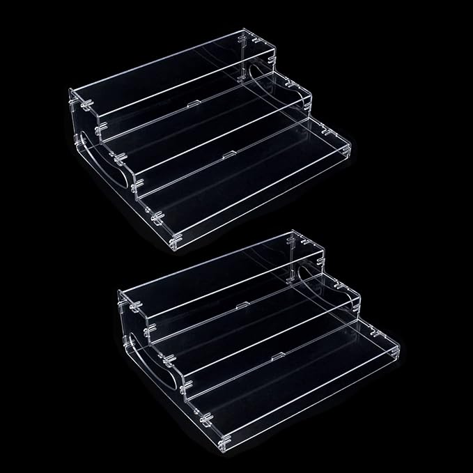 evron 2 Pack Pantry Organization and Storage Clear Plastics Spice Rack Organizer for Cabinet & Countertop (ASSEMBLY REQUIRED) 3 Tier Organizer Versatile Tierd Shelf Organizer 10.5"