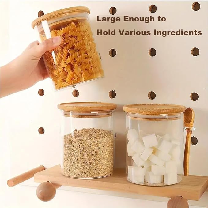 4-Pack 17oz Glass Jars for Overnight Oats, Chia Pudding & Meal Prep – Airtight Containers with Bamboo Lids & Spoon, Includes Labels