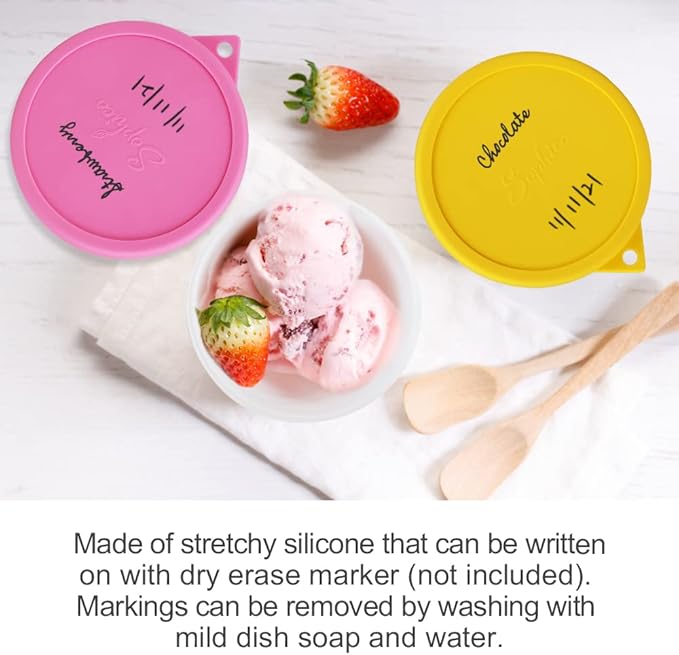 SOPHICO Ice Cream Pint Containers with Silicone Lids, Freezer Food Storage Tubs for Homemade IceCream, Meal Prep, Yogurt and Soup, Airtight & Dishwasher Safe (MEDIUM, 4 Pack)