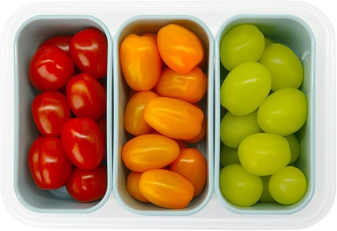 carrotez Food Storage Containers with 3 Removable Compartments, Food Prep Container with Airtight Lids, Portion Control Container, Microwave Safe, Reusable, 4.64 Cup (1100ml)