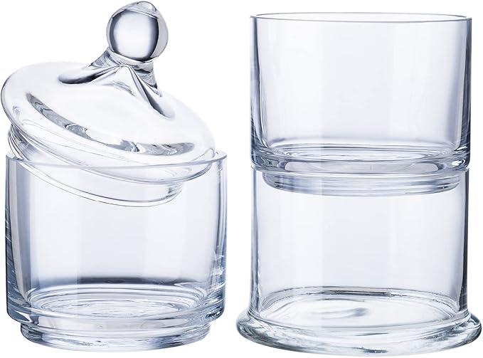 Diamond Star 14.5" 3 Tier Decorative Round Glass Storage Jars with Lids, Decorative Round Stackable Snack Storage Canister with Lid for Sweets, Animal Treats, Nuts, Coffee Bean and Building Blocks