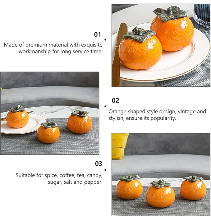 Ceramic Storage Jar Orange Canister Fruit Shape Food Storage Jar Cookie Jar Tabletop or Kitchen Storage Counter Decoration Housewarming Retro Classroom Decor