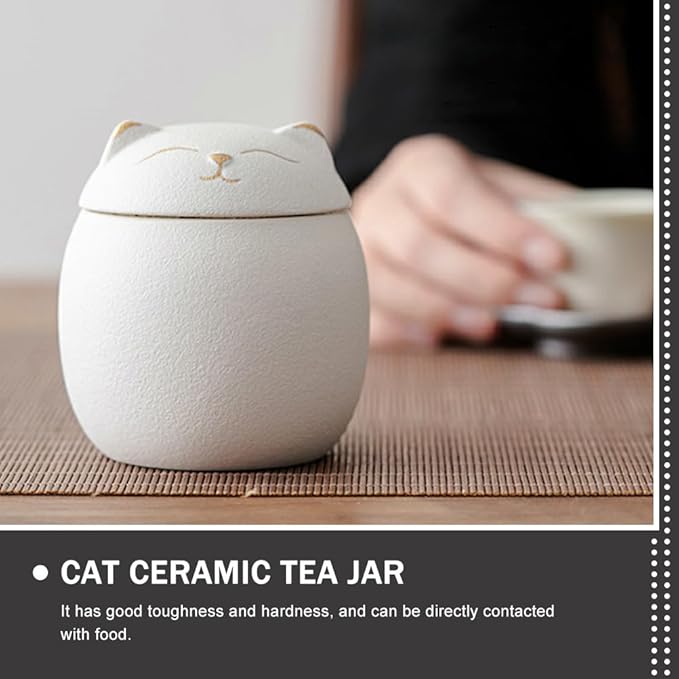Luxshiny Cat Ceramic Mini Tea Kettle & Sugar Coffee Mugs - 160ml Multi-function Decorative Storage Jar
