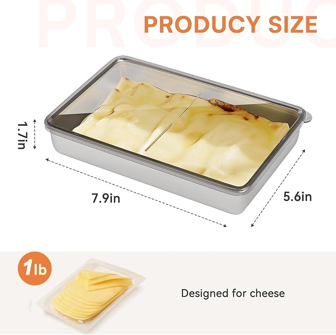 4 Pcs Deli Containers with Lids, Bacon Container for Refrigerator, Fridge Organizer, Cheese Container for Fridge, Dishwasher Safe Long Deli Meat Storage Containers Fruit Tray with Lids