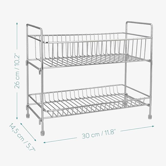 Navaris 2 Tier Spice Rack - Kitchen Countertop Free Standing Organiser for Spices, Jars, Herbs, Condiments, Oil - Metal Storage Stand for Ingredients