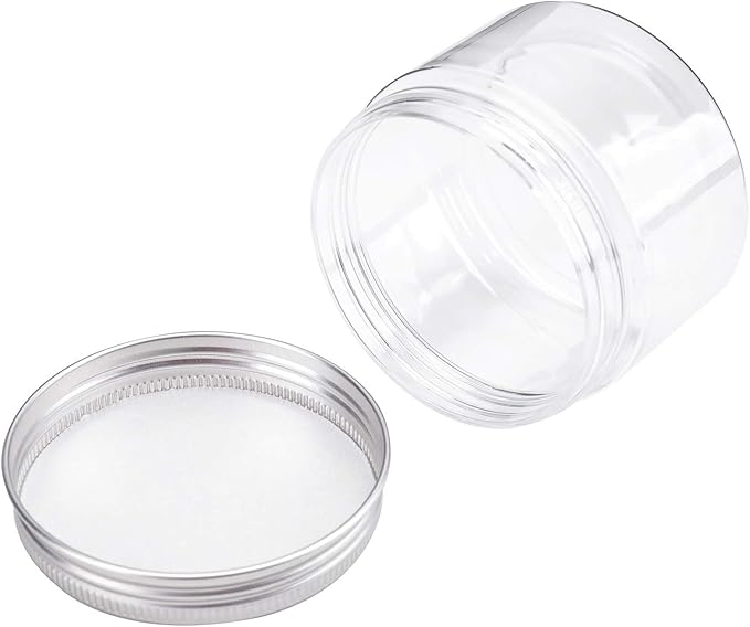 Bekith 20 Pack 4 Ounce Clear Plastic Storage Jars Containers With Screw-on Lids, Refillable BPA Free Small Round Slime Containers for Kitchen & Household Storage