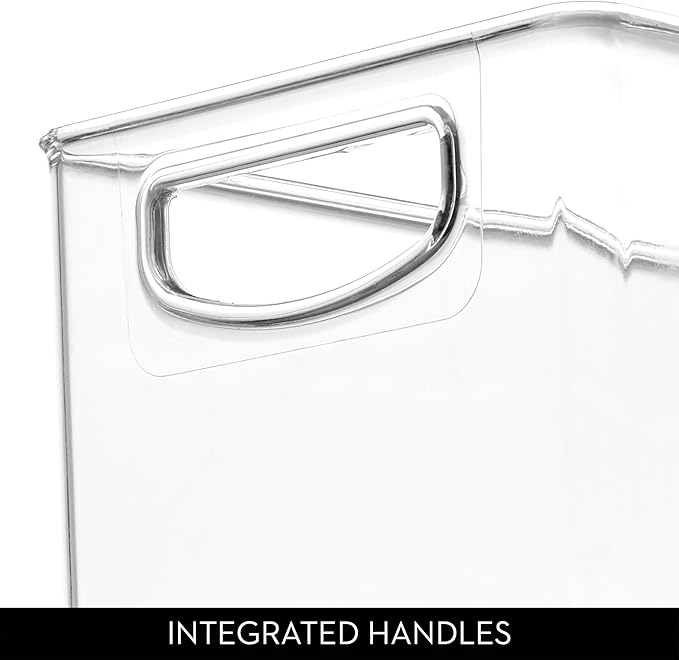 InterDesign iDesign Plastic Stackable Pantry Bin - Storage Bin with Handles for Cabinets or Fridge - Set of 2 - Clear