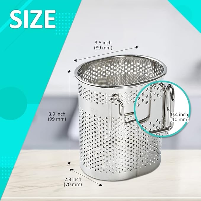 HOME&I Silverware Drying Basket, Kitchen Sink Utensil Holder Replacement,Thin Dish Drying Rack Countertop Organizer Stainless Steel 304 Flatware Cutlery Caddy Hold for Dish Drainer(Very Small-Oval)