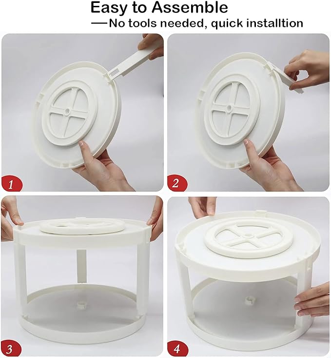 2 Tier Non Skid Spice Rack Turntable, 10 Inch Spinning Organizer, Non Skid Lazy Susan Turntable, 360° Rotating Seasoning Organizer for Kitchen, Pantry Cabinet, Refrigerator, Bathroom, Gray/White
