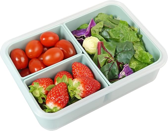 carrotez Food Storage Container with 3 Removable Compartments, Food Prep Container with Airtight Lids, Portion Control Container, Reusable, BPA Free, 6.3 Cup (1500ml)