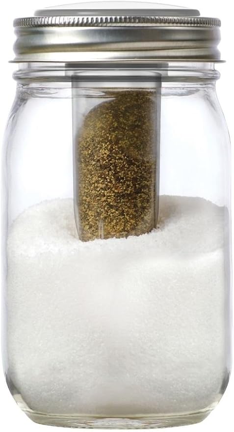 Jarware Salt and Pepper Shaker for Regular Mouth Mason Jars, Grey