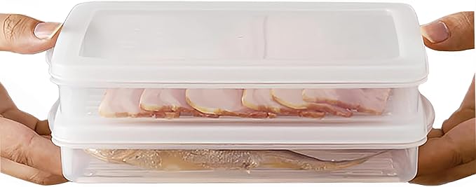 2 Pack-Bacon Keeper, Plastic Airtight Deli Meat sliced cheese Food Storage Containers with Lids for Refrigerators, Freezer, BPA-Free, Meal Prep