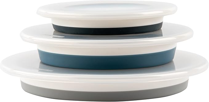 Progressive Prepworks Thinstore Collapsible Prep/Storage Bowls with Lids - Set of 3, Dark Pastels