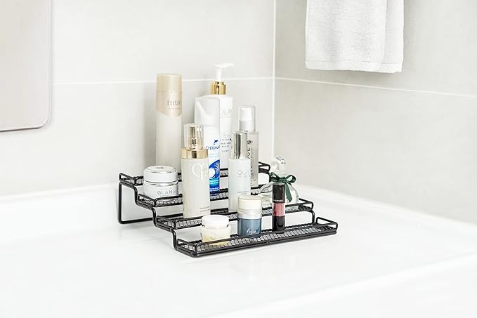 GONGSHI Spice Rack Organizer for Cabinet, Pantry and Countertop, 4 Tier Expandable Seasoning Shelf for Cabinet, Black