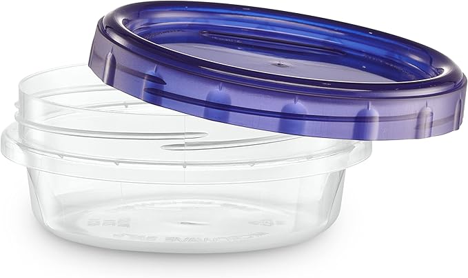 8 ounce Plastic Food Storage Containers with colored Twist Top Lids Reusable Leak Proof Deli Containers for Freezer Storage Meal Prep (12)
