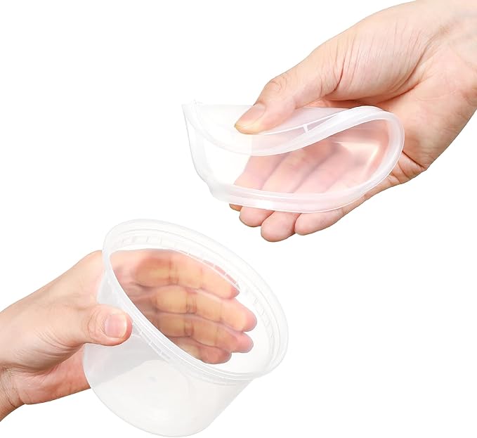 AOZITA 32 Sets 16 oz Plastic Deli Food Containers With Lids, Airtight Food Storage Containers, Freezer/Dishwasher/Microwave Safe, Soup Containers For Takeout Meal Prep Storage