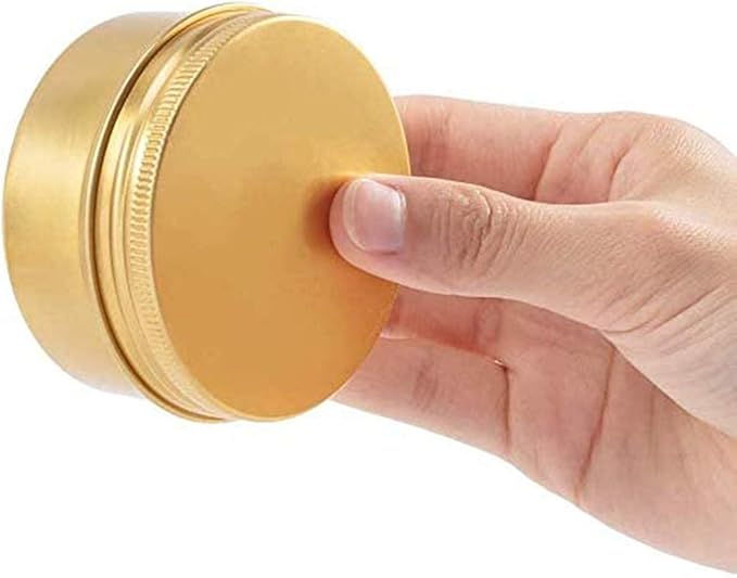 6 Pack 5 Oz Screw Lid Round Tins Aluminum Tin Cans Jar Metal Steel Tins Container 150ml DIY Candle Empty Tins Cosmetic Sample Container Travel Storage for Spices Candies Tea Gift(Gold)