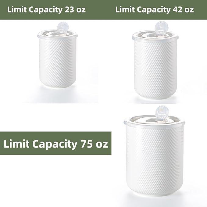 Canister Sets for Kitchen Countertop: Ceramic Food Storage Jar with Airtight Lids - Large Seal Damp-proof Containers for Coffee Tea Flour Sugar Rice Cookies Candy - White (23+42+75 oz)