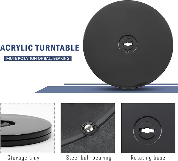 6” Black Acrylic Turntable Organizer, Rotating Organizer Swivel Plate for Bathroom Kitchen Cabinet Table Spice Rack Cake Pantry