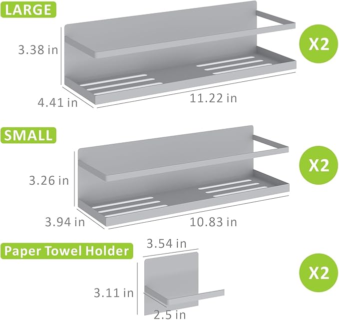 Magnetic Spice Rack For Refrigerator Magnetic Fridge Shelf For Kitchen Grey 4 Pack With Magnetic Paper Towel Holder