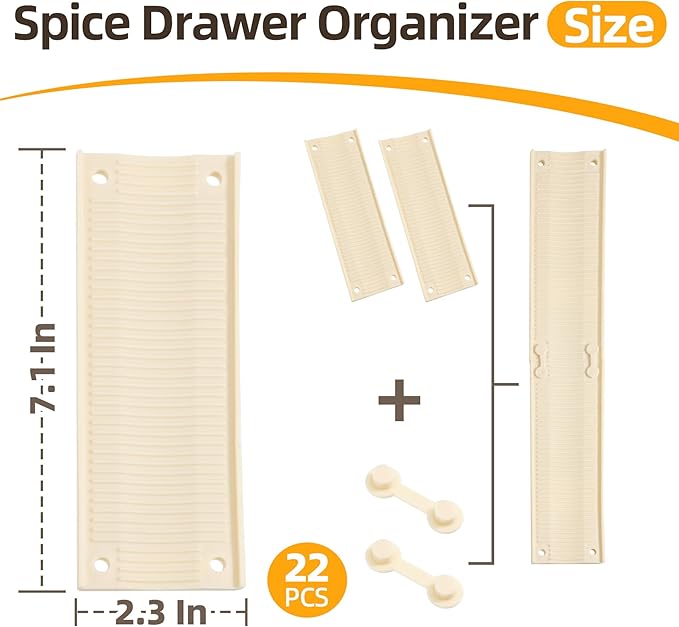 MIUKAA Silicone Spice Liner, 22 Pack Slip-Proof Spice Drawer Organizer, Kitchen Drawer Liner for Spices Bottle,Tableware, Cups Organizer(Single 7.1 x2.3 in) 3mm thick