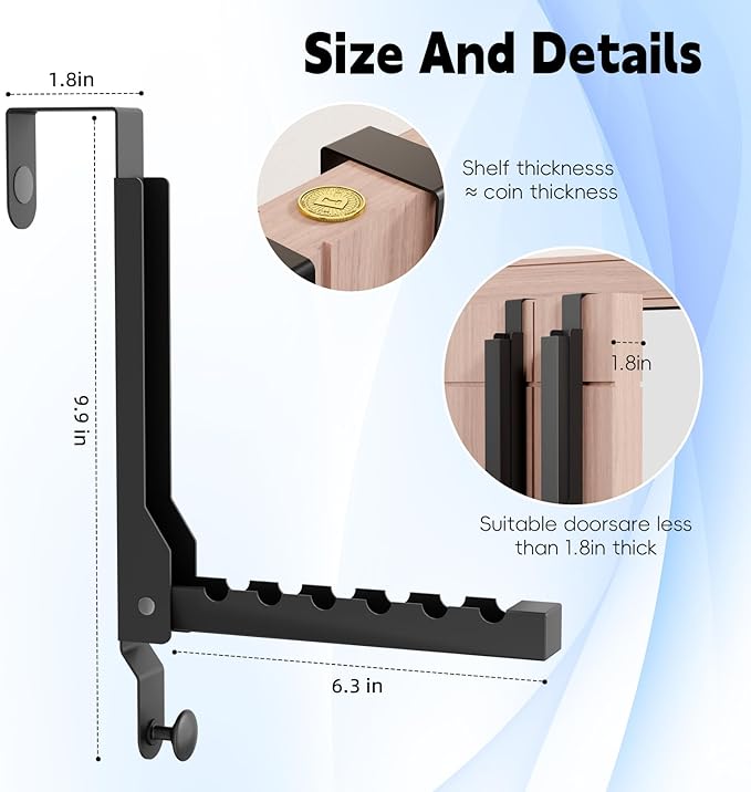 2 Packs Over The Door Hangers, Folding Over Door Hanger Hooks, Portable Space Saving Collapsible Coat Towel Racks for Bedroom Living Room Small Space Kitchen Travel Drying Storage (2Pack, Black)