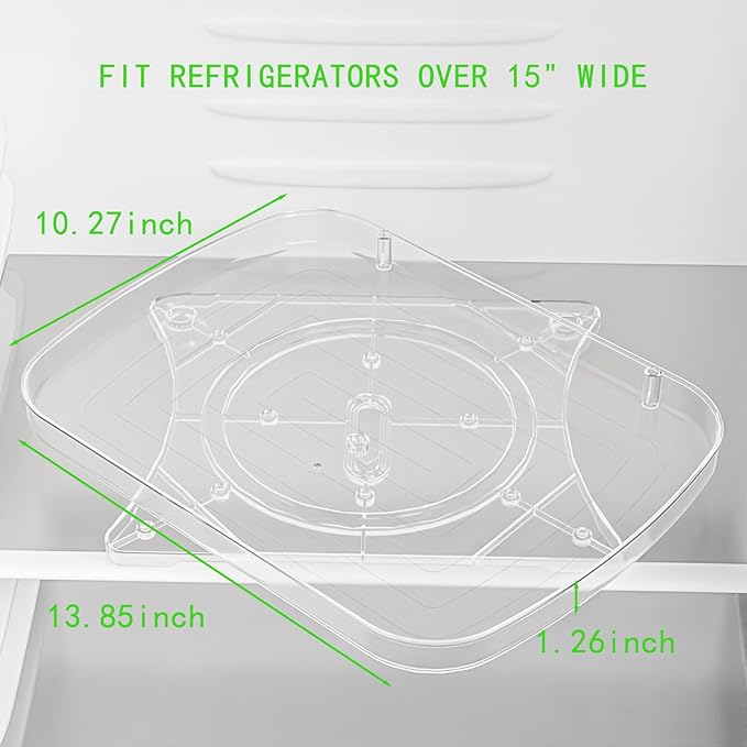 Lazy Susan Turntable Organizer for Refrigerator 360° Refrigerator Organizers and Storage Lazy Susan Organizer for Fridge, Cabinet, and Pantry,13.85"x10.27",(Clear 1 Pack)