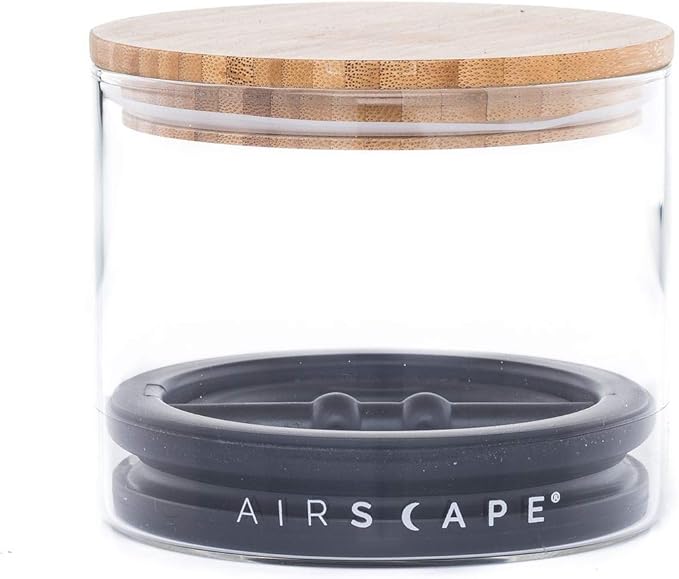 AirScape Glass Food Storage Canister - Glass Storage With Patented Airless Inner Lid & Bamboo Top Lid - Preserves Food Freshness (Small 4-Inch)