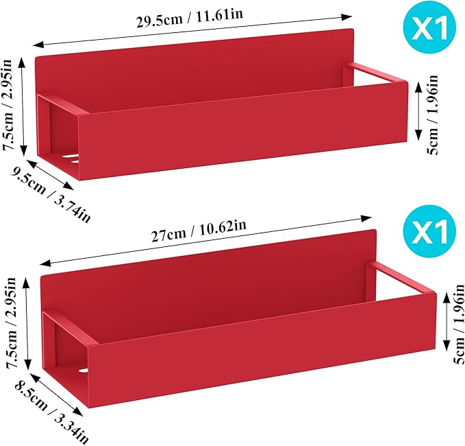 2 Pack Magnetic Spice Storage Rack Organizer for Refrigerator and Oven, Red Fridge Organizers and Storage