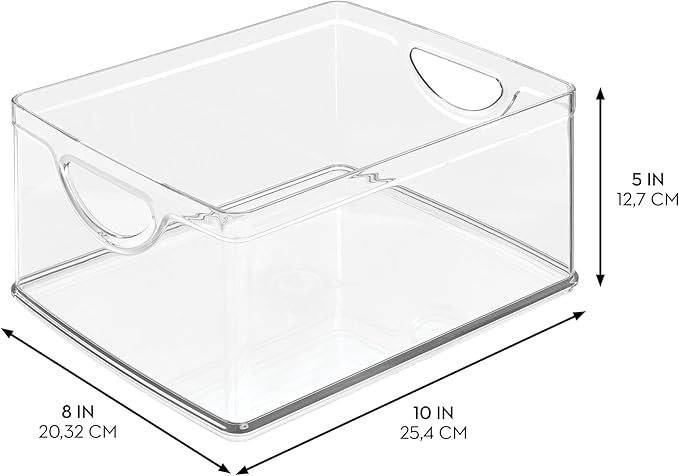 iDesign Pantry Storage Bins with Handles for Cabinets or Fridge - Set of 4 - Clear - Made in USA