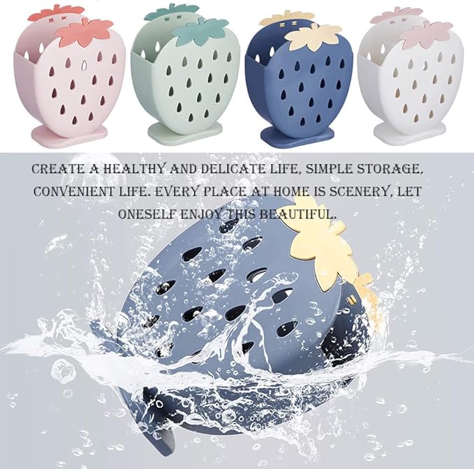 AKOAK 1 Pack Strawberry Chopsticks Stand, Cutlery Storage Box, Suitable for Storing Spoons, Chopsticks, Spoons, Knives and Other Kitchen Utensils (Dark Blue)