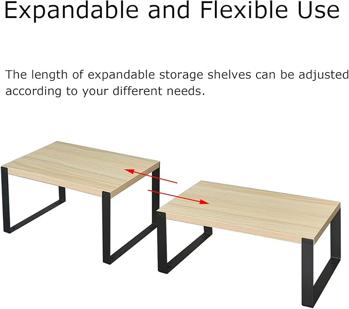 Versatile Cabinet Organizer Shelf, Kitchen Counter Shelves,Kitchen Storage,Bathroom Cabinet Shelf Organizers,Counter Spice Rack,Pantry Shelves,Stackable, Expandable