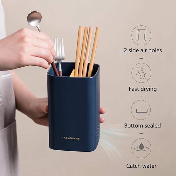 Kitchen Utensil Holder for Countertop,Multifunctional Draining Chopstick Cage,Double Ventilation Holes,Wall Mounted or Standing Cutlery Storage Organizer Caddy,Tableware Spoon Forks Storage Box