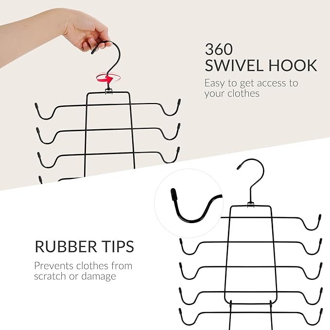 ZEDODIER 6 Pack Tank Top Hanger, Space Saving Bra Hangers, Non-Slip Hanging Sport Bras Holder, Closet Organizers and Storage for Camisoles Tank Tops Bras Ties Swimsuits Strappy Dress, Black