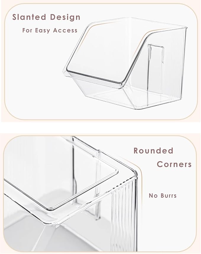 3-Pack Small Clear Storage Baskets, Adhesive Spice Rack Wall Mount for Countertop/Cabinet/Bathroom, Plastic Storage Bins Kitchen Wall Organizer and Storage Shelves, Spice Organizer