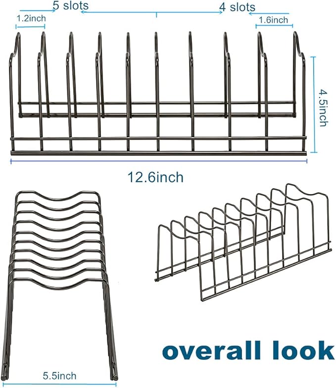 Pot Lid Organizer, Pot Lid Rack Holder, Rest Cutting Board, Bakeware, Pots & Pans, Serving Trays, Reusable Containers in Cabinet Pantry, Stainless Steel